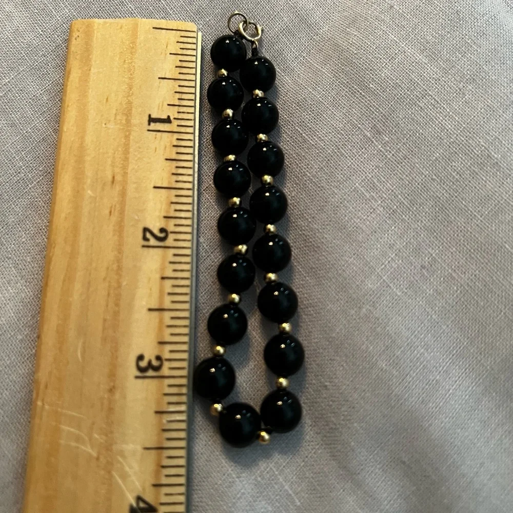 Black onyx  and 14k  gold beads set off 2 necklace and bracelet - Picture 7 of 10